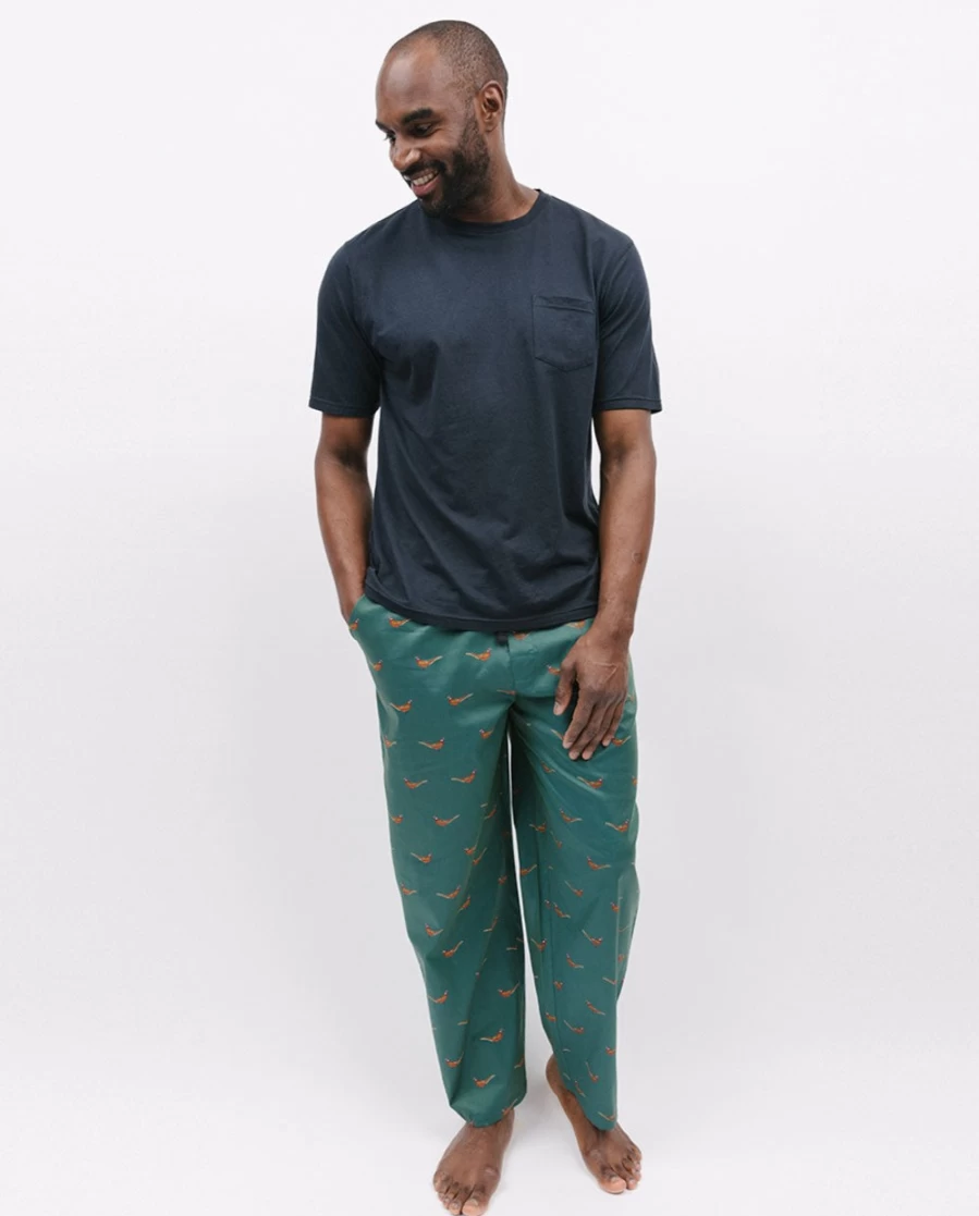 Cyberjammies Men's Whistler Jersey T-Shirt & Pheasant Print Pyjama Set - Comfortable Sleepwear