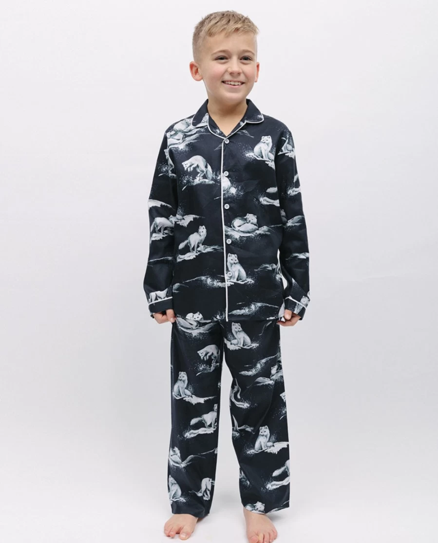 Cyberjammies Kids Arctic Fox Print Pyjama Set - Unisex Winter Sleepwear